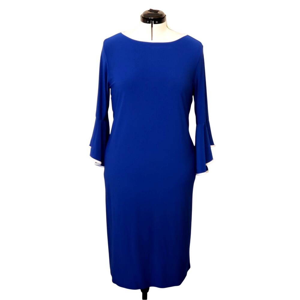 Appleseed's Navy Blue with White Trim Sheath Dress, Size XL